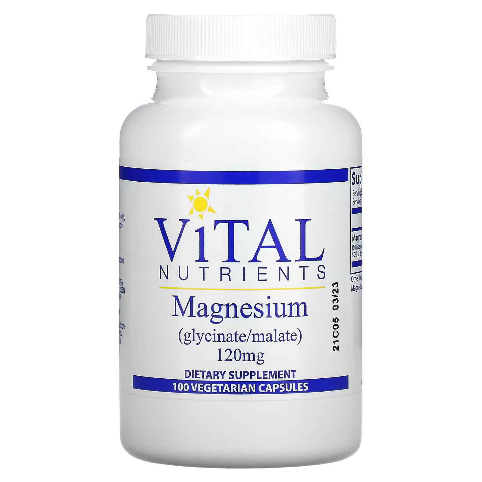 Vital Nutrients, Магний, 120 мг, 100 вегетарианских капсул vital nutrients bcq 120 вегетарианских капсул