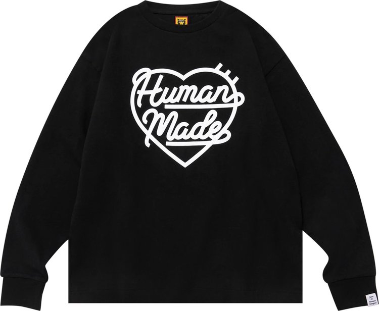 Футболка Human Made Heart Long-Sleeve T-Shirt 'Black', черный - фото