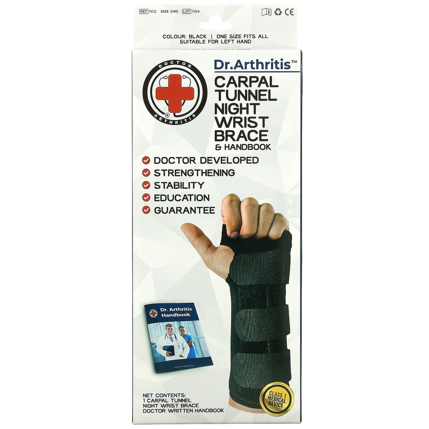 

Ночной Ортез Doctor Arthritis Carpal Tunnel для запястья, левый, черный