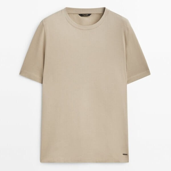 

Футболка Massimo Dutti Mercerised Cotton Pique, серо-бежевый