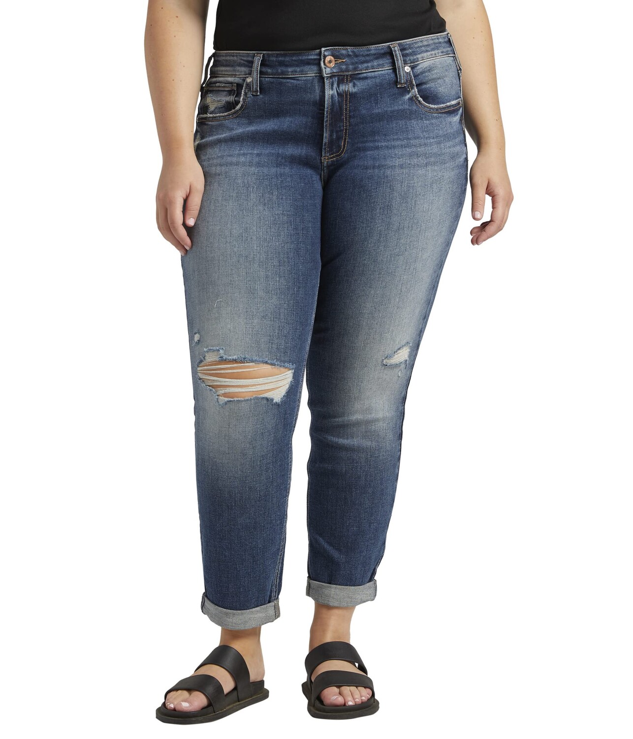 

Джинсы Silver Jeans Co., Plus Size Boyfriend Mid-Rise Slim Leg Jeans W27101EAE308