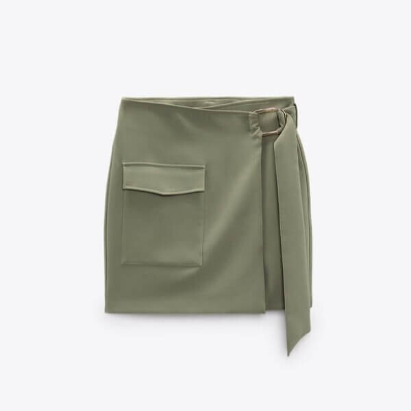 

Юбка Zara Wrap Mini, светлый хаки