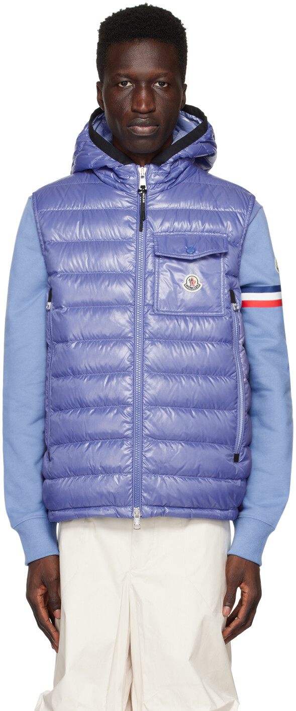 

Синий пуховый жилет раго Moncler