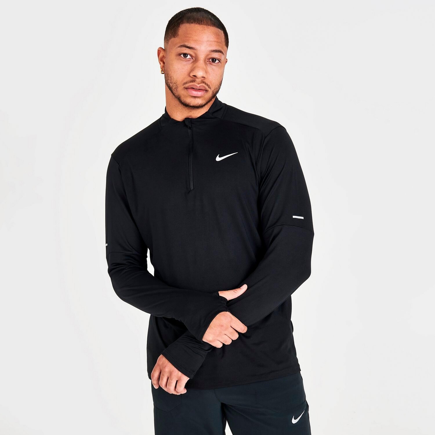 

Мужская беговая рубашка Nike Dri-FIT Element с молнией до половины, черный