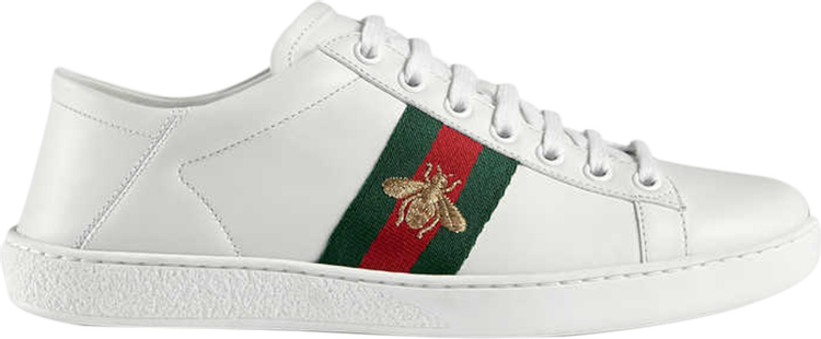 Кроссовки Gucci Wmns Ace Embroidered Bee, белый - фото