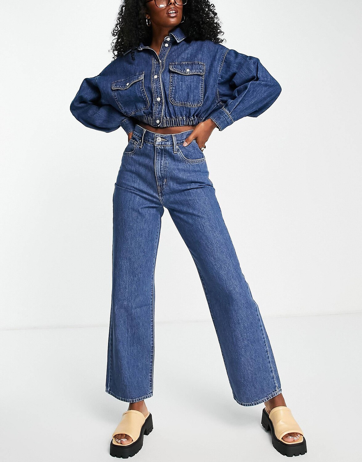 

Синие джинсы прямого кроя с завышенной талией Levi's