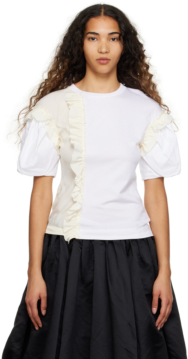 

Белая футболка с рюшами Simone Rocha, Белый
