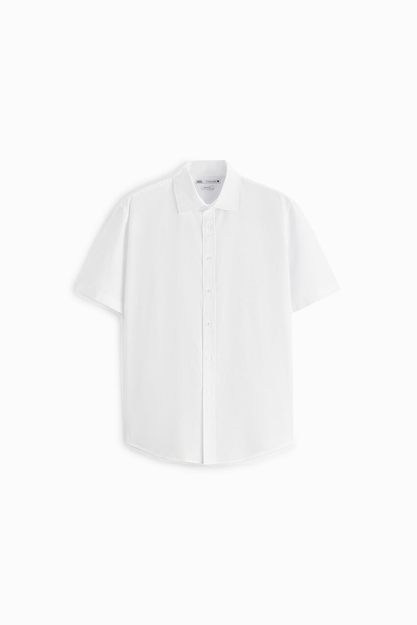 

Рубашка Zara textured cotton, белый