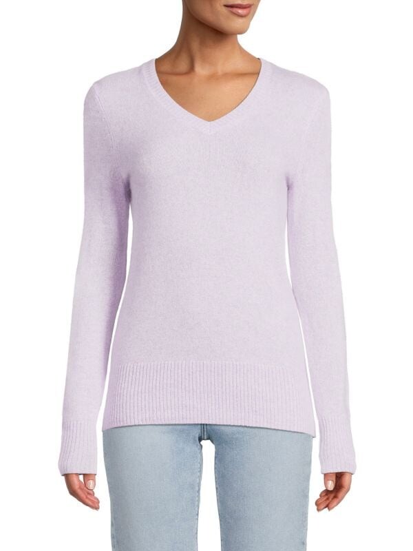 

Кашемировый свитер с v-образным вырезом Saks Fifth Avenue Regal orchid