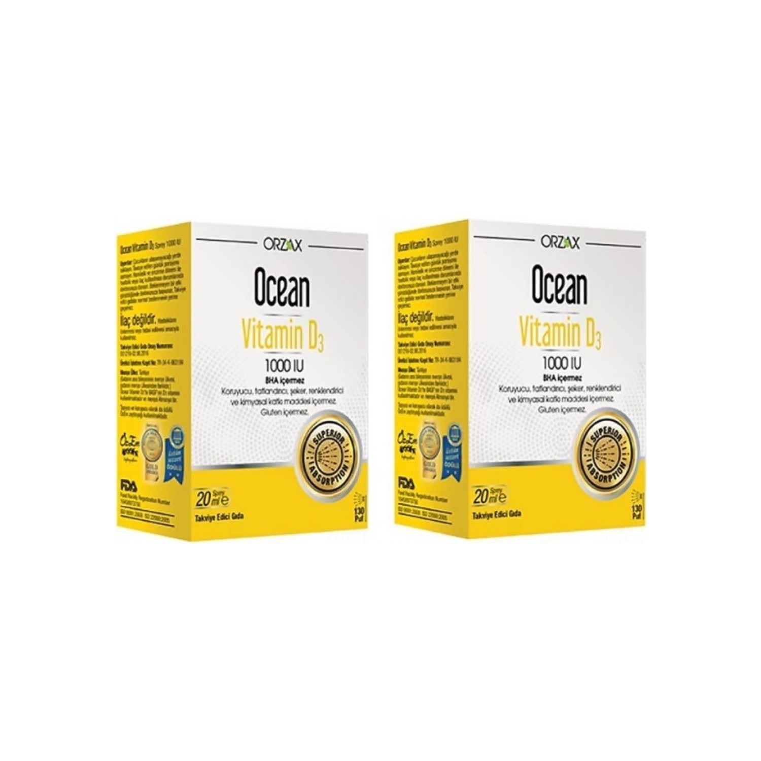 Витамин D3 Orzax Ocean 1000 МЕ, 2 упаковки по 20 мл