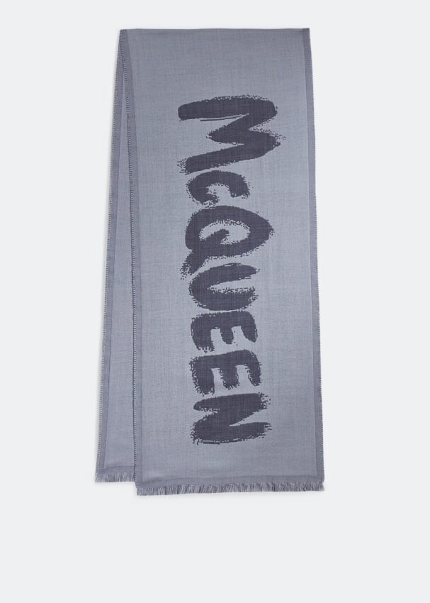

Шарф ALEXANDER MCQUEEN Graffiti Logo scarf, серый