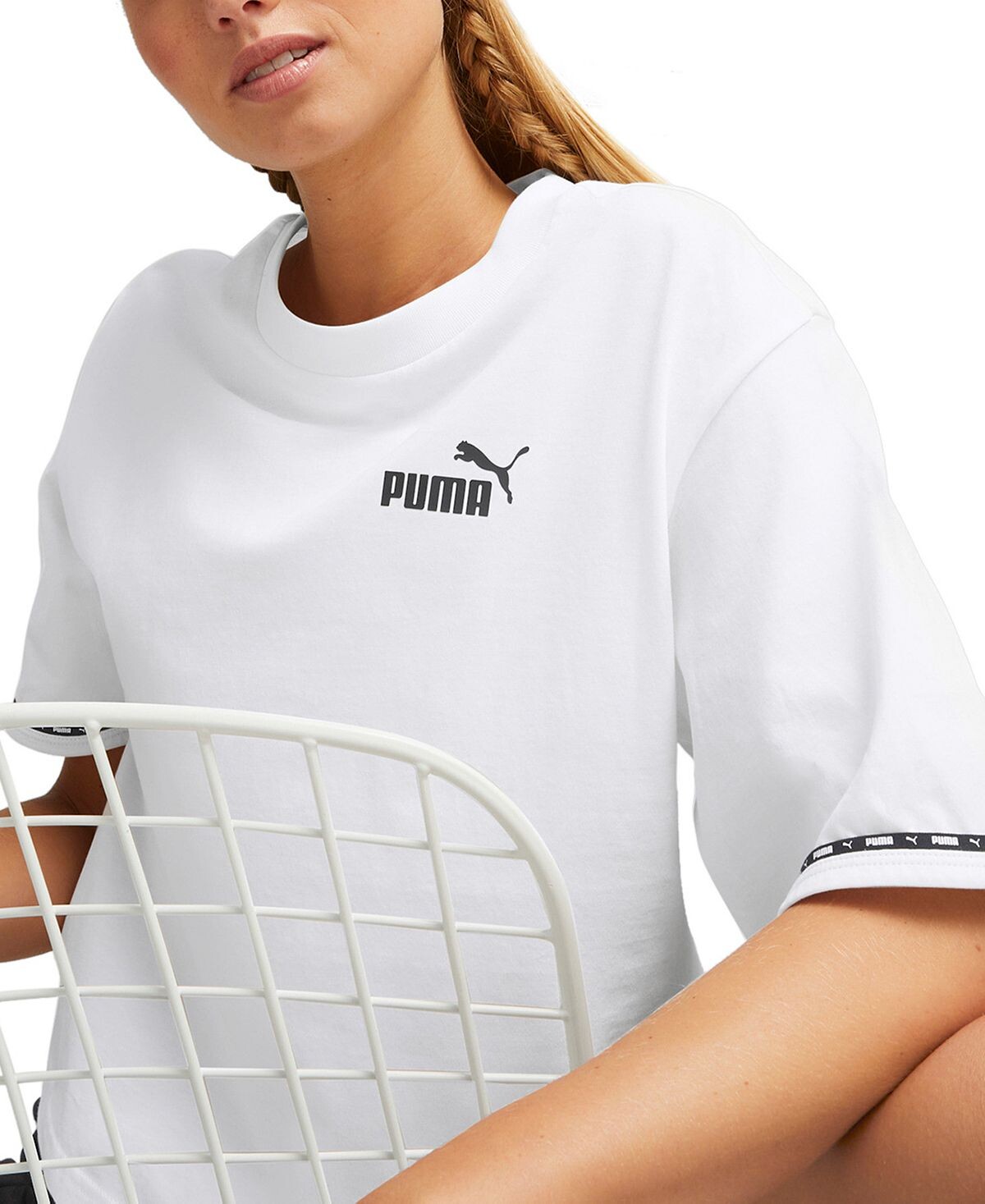 

Женская хлопковая футболка power-tape-logo с короткими рукавами Puma, мульти