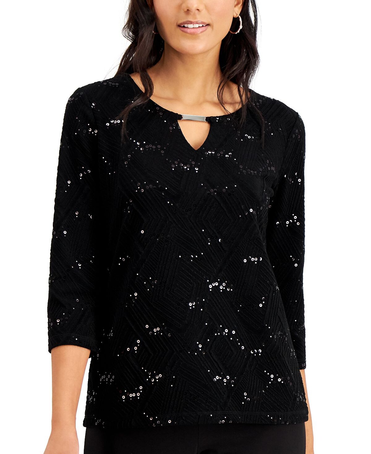 

Жаккардовый топ petite с пайетками, созданный для macy's JM Collection, мульти