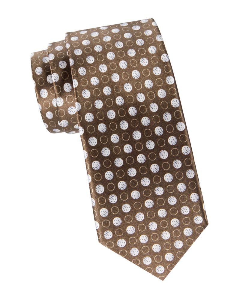 Шелковый галстук в горошек Brioni, цвет Blue Grey
