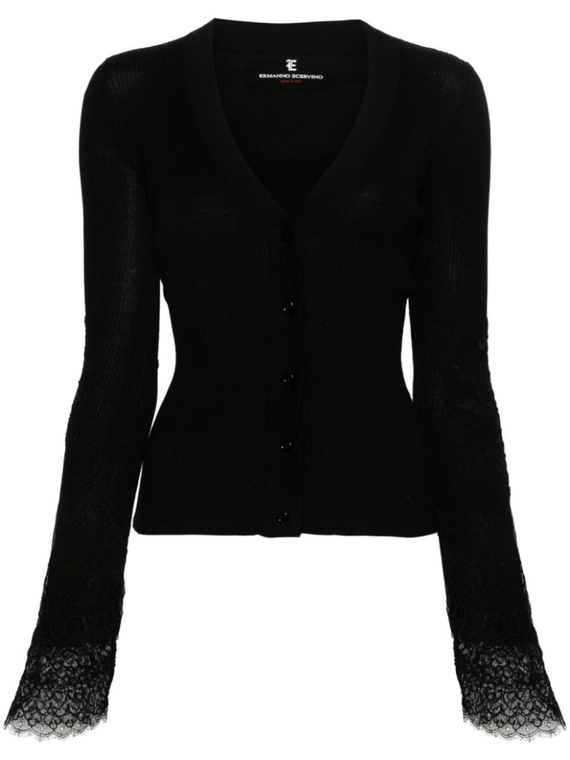 

Вязаный кардиган с кружевной отделкой Ermanno Scervino, черный