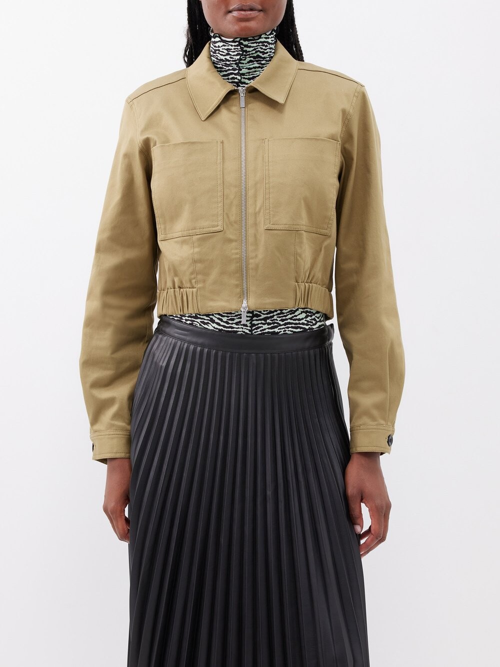 

Укороченный бомбер из саржи из смесового хлопка Proenza Schouler White Label, зеленый