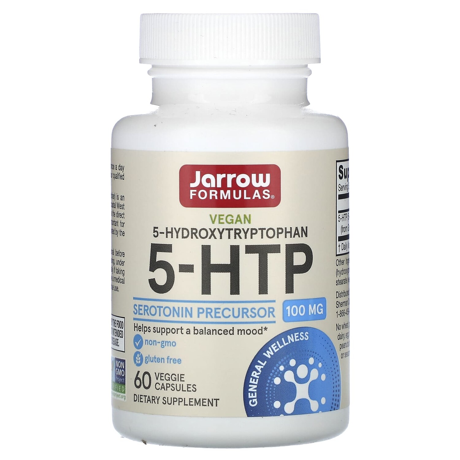 

5-гидрокситриптофан, 100 мг, 60 вегетарианских капсул, Jarrow Formulas