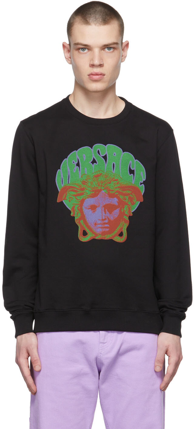 

Черная толстовка с психоделической музыкой Versace, Черный