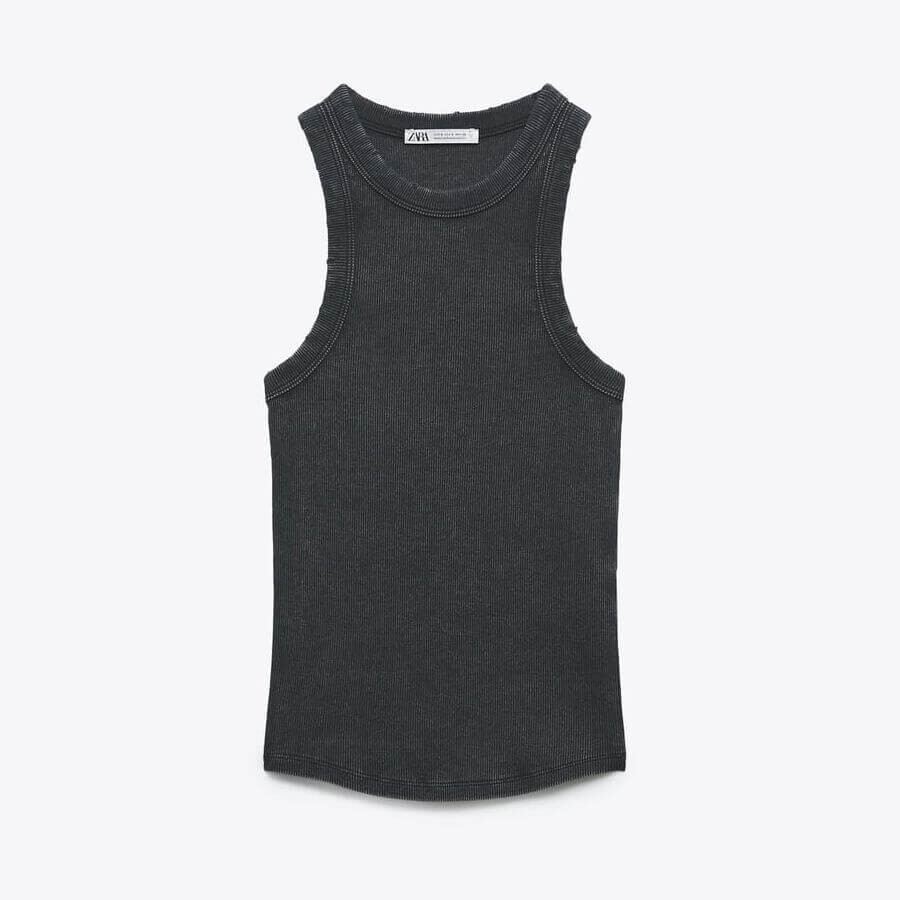 

Топ Zara Ribbed Faded, черный