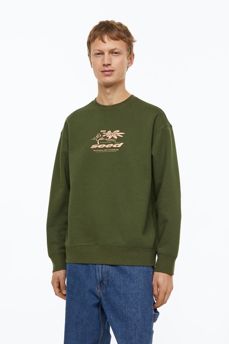 

Толстовка свободного кроя H&M, лесная зелень/семя, Зеленый
