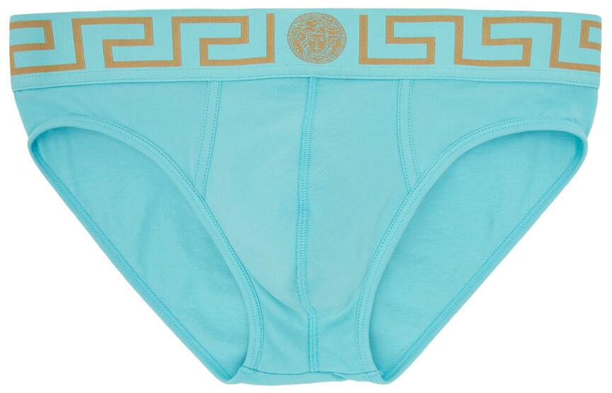 

Синие трусы с каймой Greca Versace Underwear