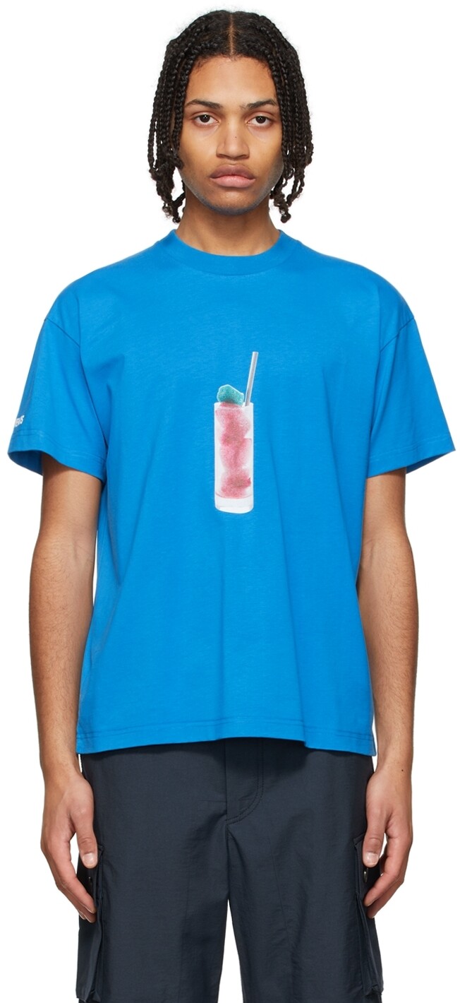

Эксклюзивная синяя футболка SSENSE 'Le T-Shirt Cocktail' Jacquemus
