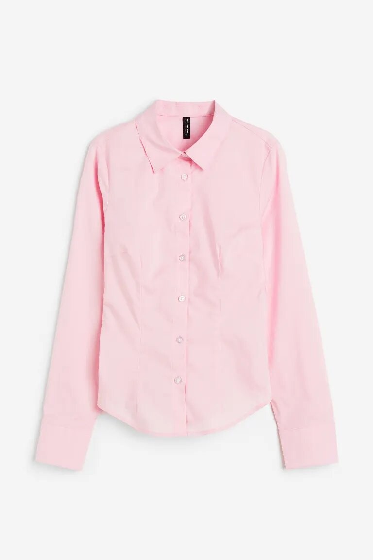 

Рубашка H&M Fitted Poplin, розовый