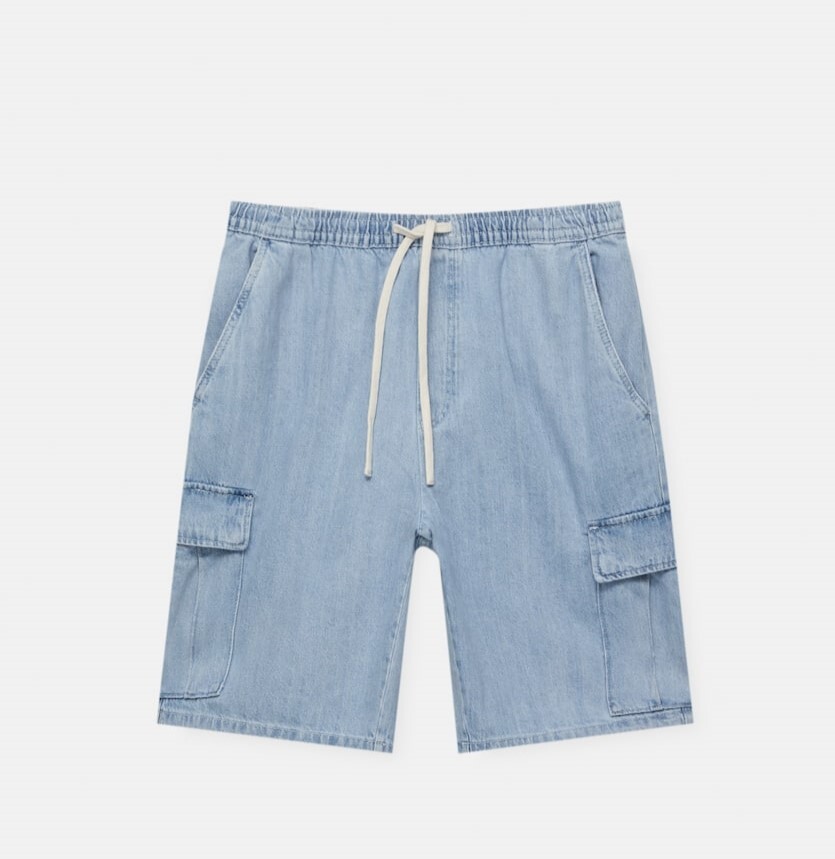 

Шорты Pull&Bear Denim Cargo Bermuda, светло-голубой