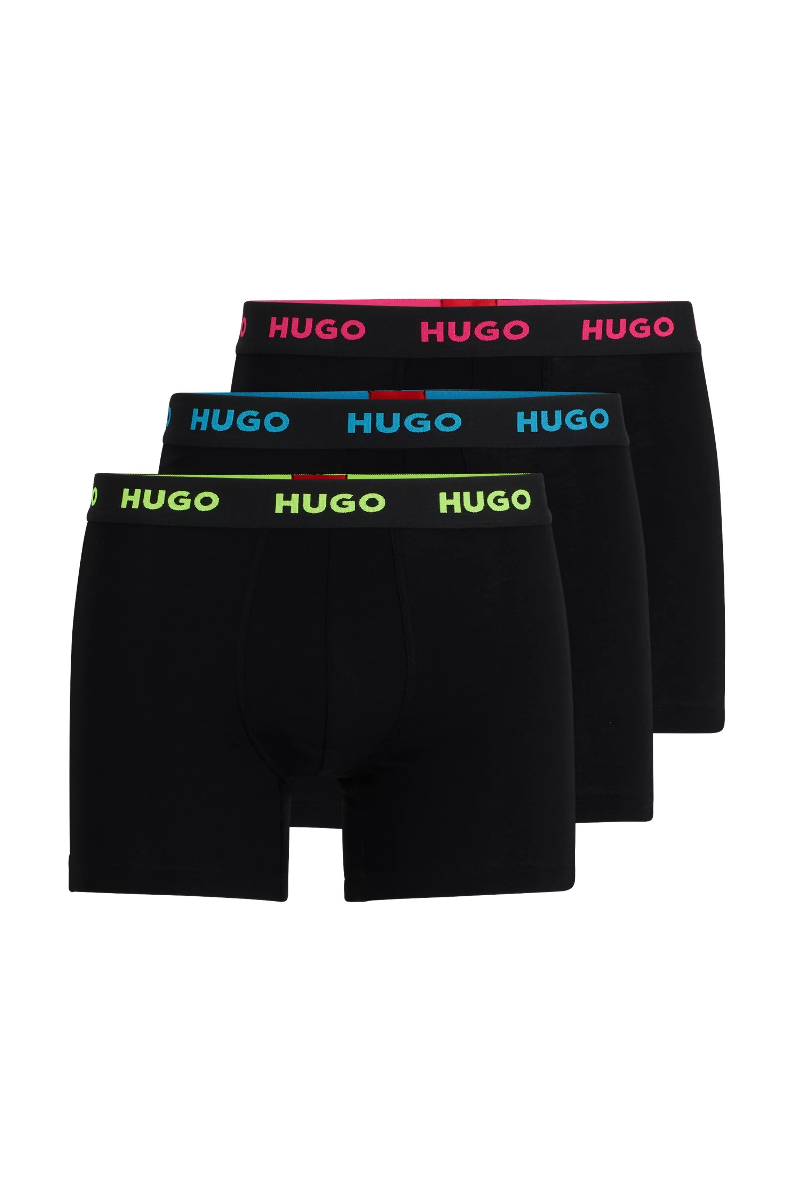 Комплект боксеров Hugo Three-pack Of Stretch-cotton Briefs With Logo, 3 предмета, мультиколор набор из пяти боксеров с разноцветным логотипом hugo цвет medium blue