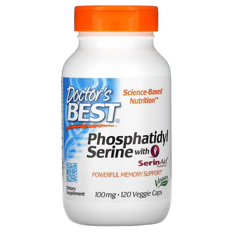 Фосфатидилсерин Doctor's Best с SerinAid 100 мг, 120 капсул doctor s best фосфатидилсерин с serinaid 100 мг 120 вегетарианских капсул