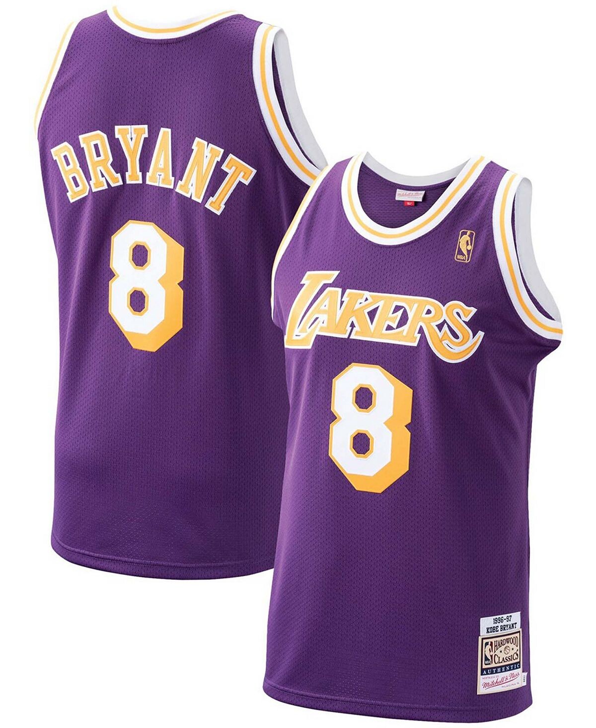 

Мужская футболка kobe bryant purple los angeles lakers 1996-97 hardwood classics authentic player jersey Mitchell & Ness, фиолетовый