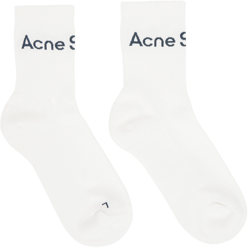 

Белые носки в рубчик с логотипом Acne Studios