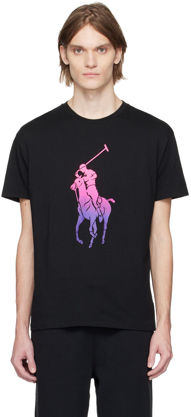 

Черная футболка с эффектом \омбре\" и большим пони" Polo Ralph Lauren