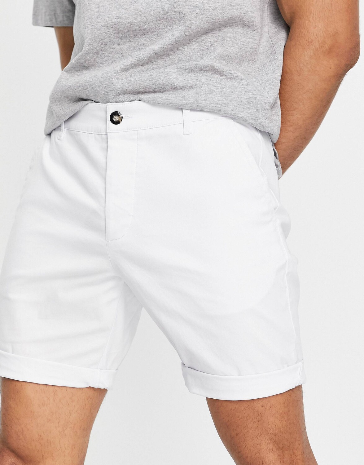

Белые узкие шорты чинос ASOS DESIGN