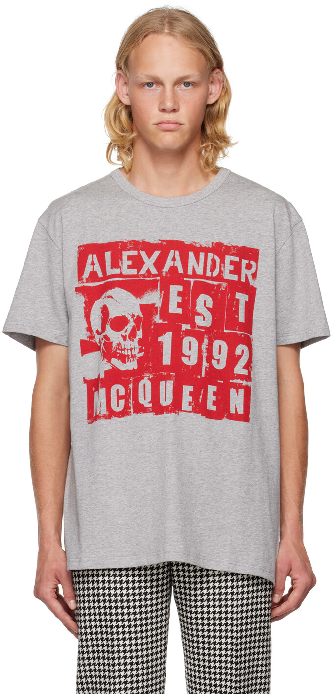 

Серая футболка с рисунком Alexander McQueen, Серый