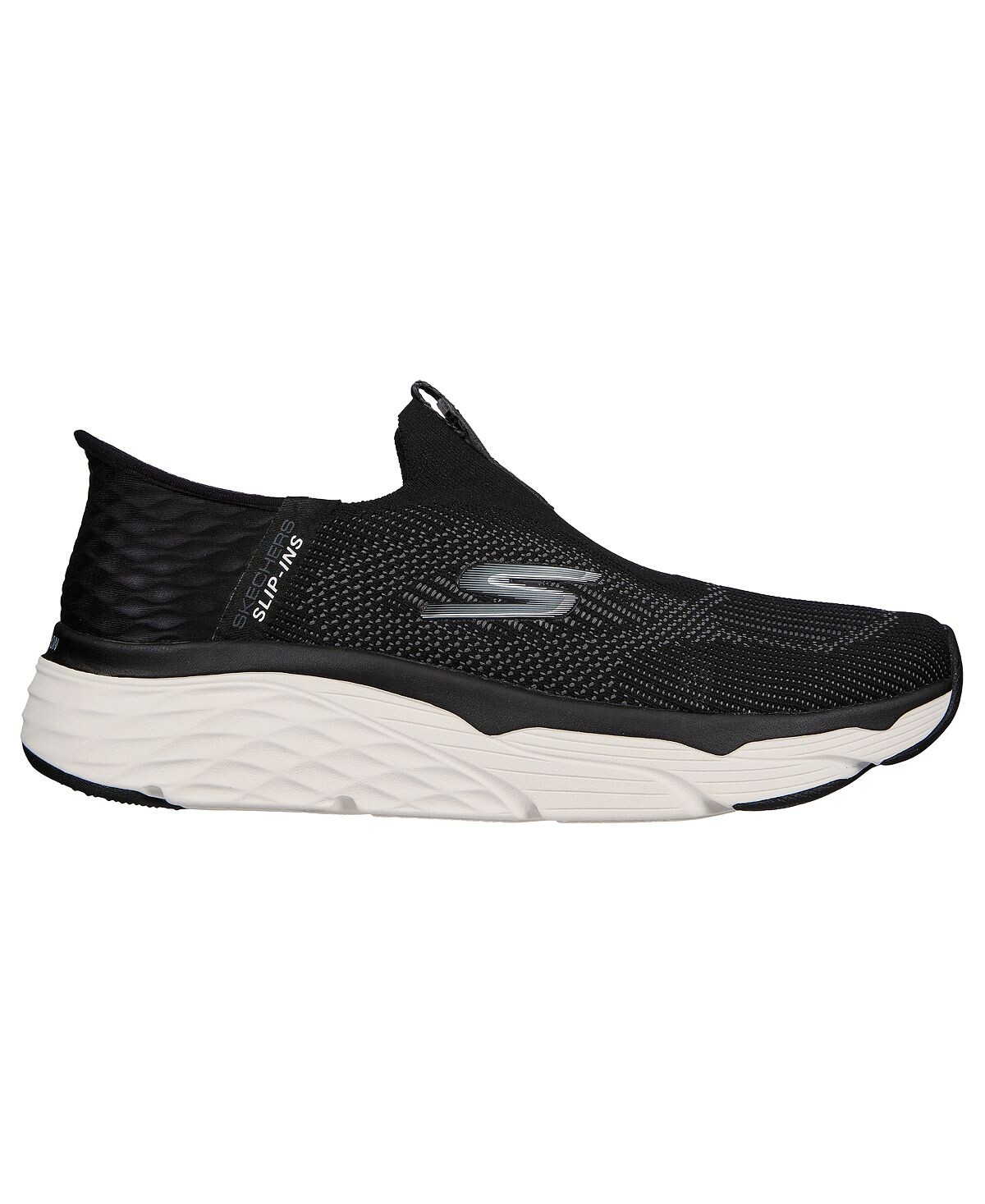 

Мужские повседневные кроссовки без шнурков max cushioning slip-on от finish line Skechers, черно-белый, Черный