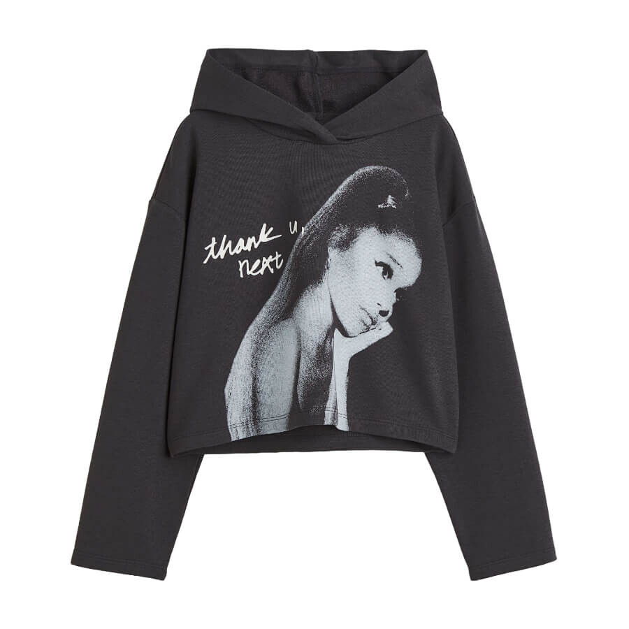 

Худи H&M Ariana Grande Oversized Printed, темно-серый