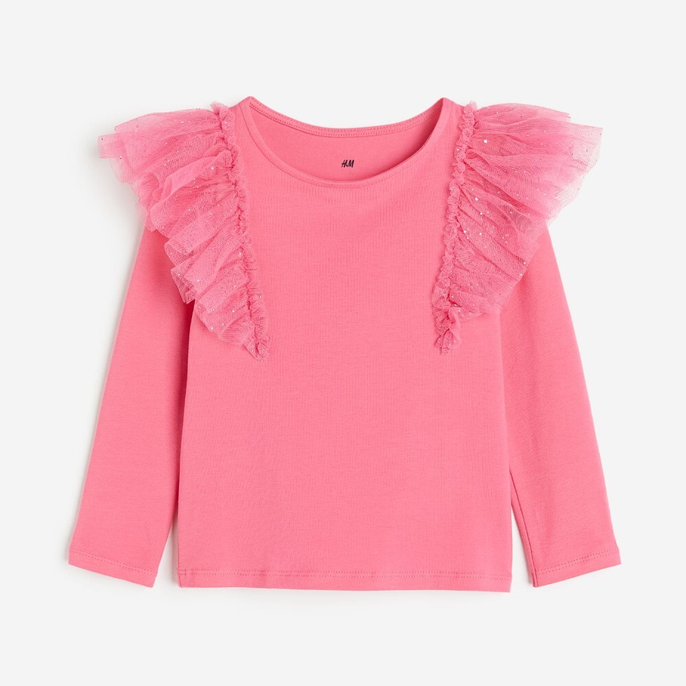 

Топ H&M Kids Ruffle-trimmed, розовый