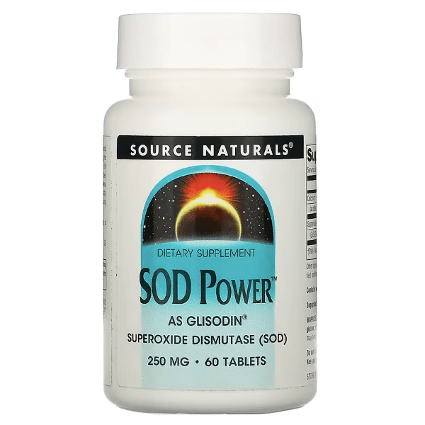 Супероксиддисмутаза SOD Power, 250 мг, 60 таблеток, Source Naturals - фото