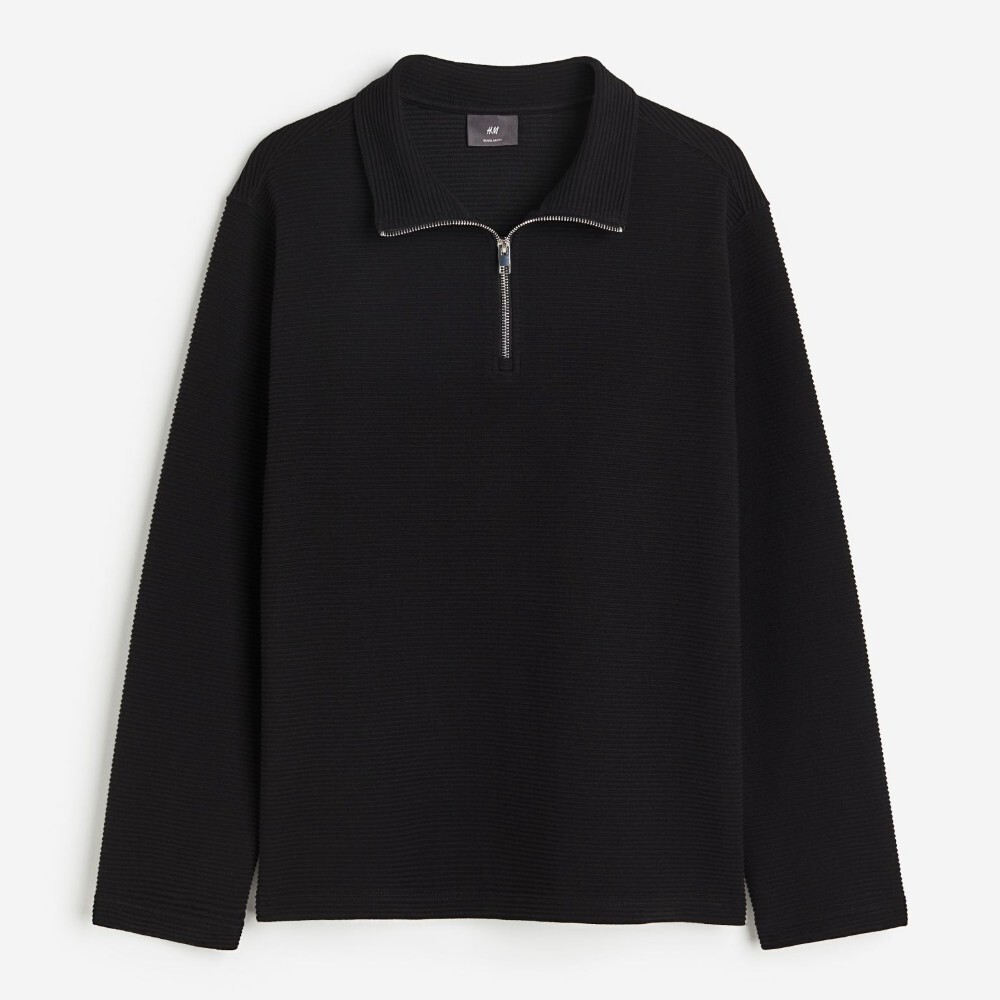 

Свитшот H&M Regular Fit Half-zip, черный