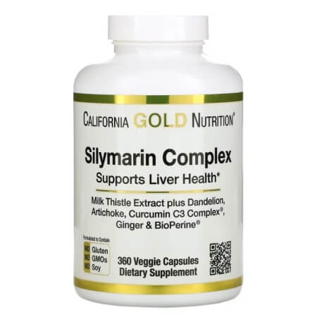 Силимариновый комплекс California Gold Nutrition, 360 капсул комплекс витаминов для волос california gold nutrition hair multivitamin 30 капсул