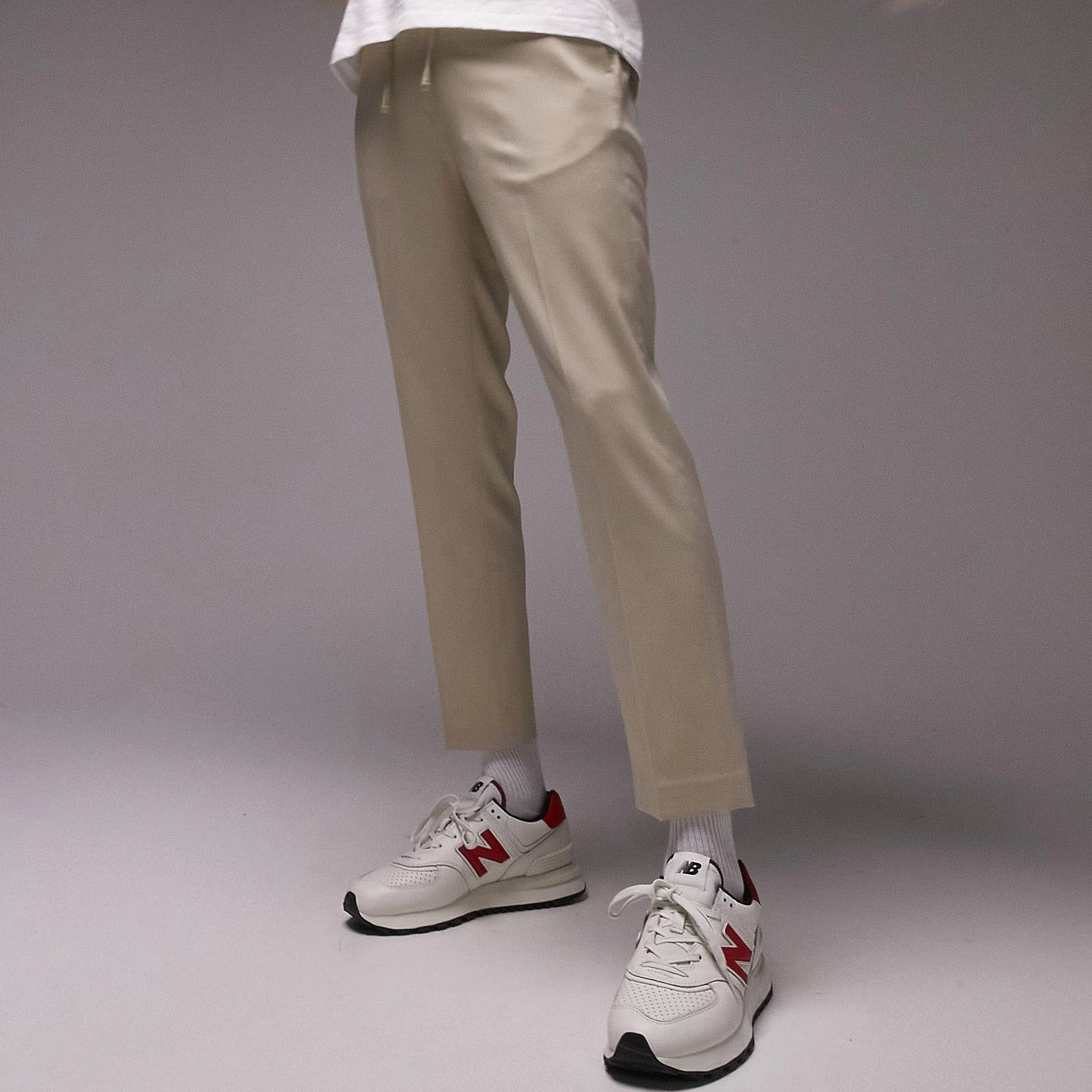 Брюки Topman Skinny Smart With Elasticated Waistband, светло-бежевый брюки zara cropped with elasticated waistband бежевый