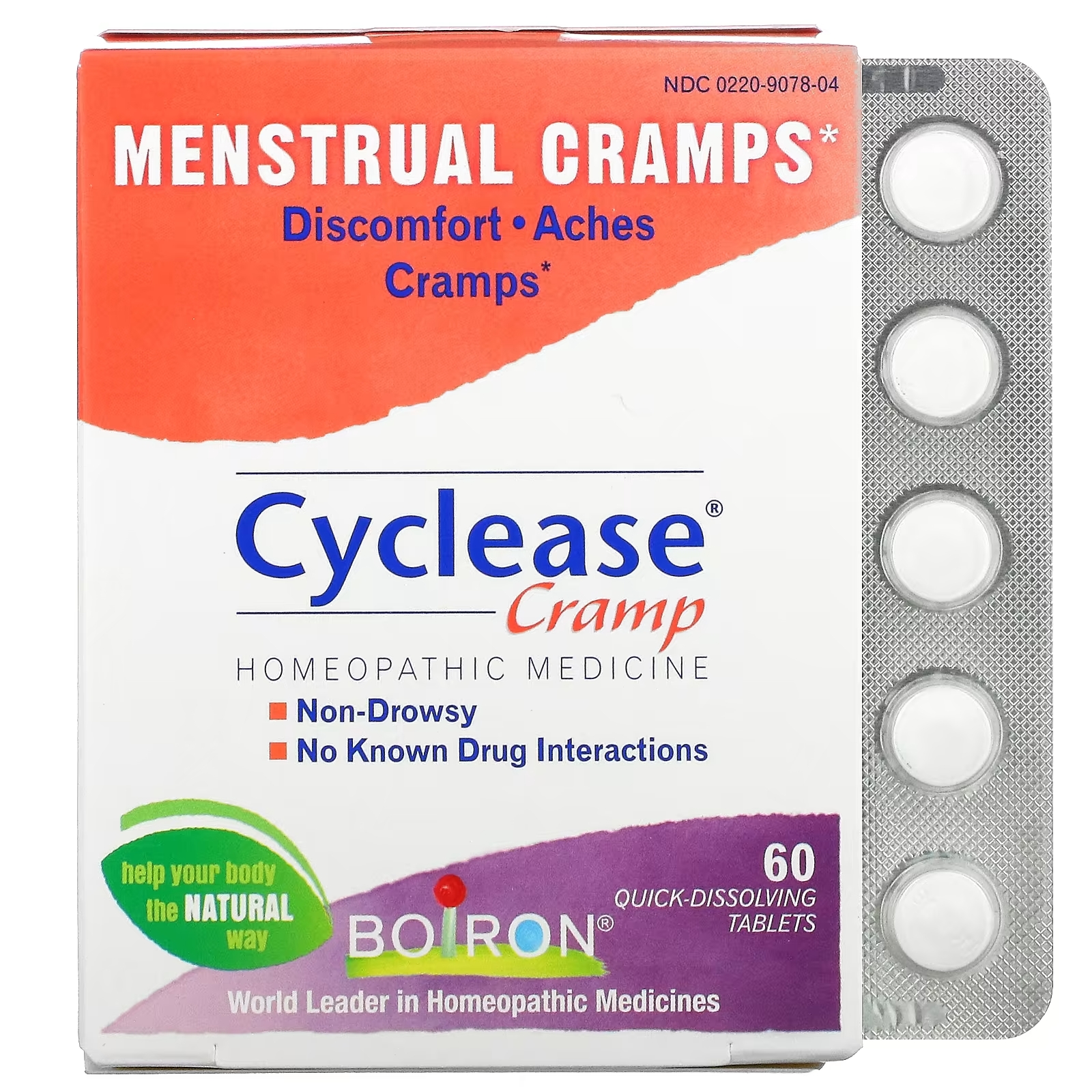 Boiron Cyclease Cramp менструальные спазмы, 60 быстрорастворимых таблеток