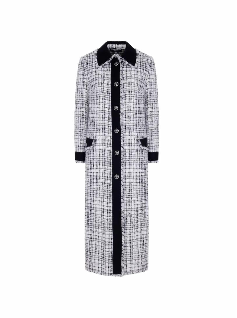Однобортное твидовое пальто Dolce&Gabbana