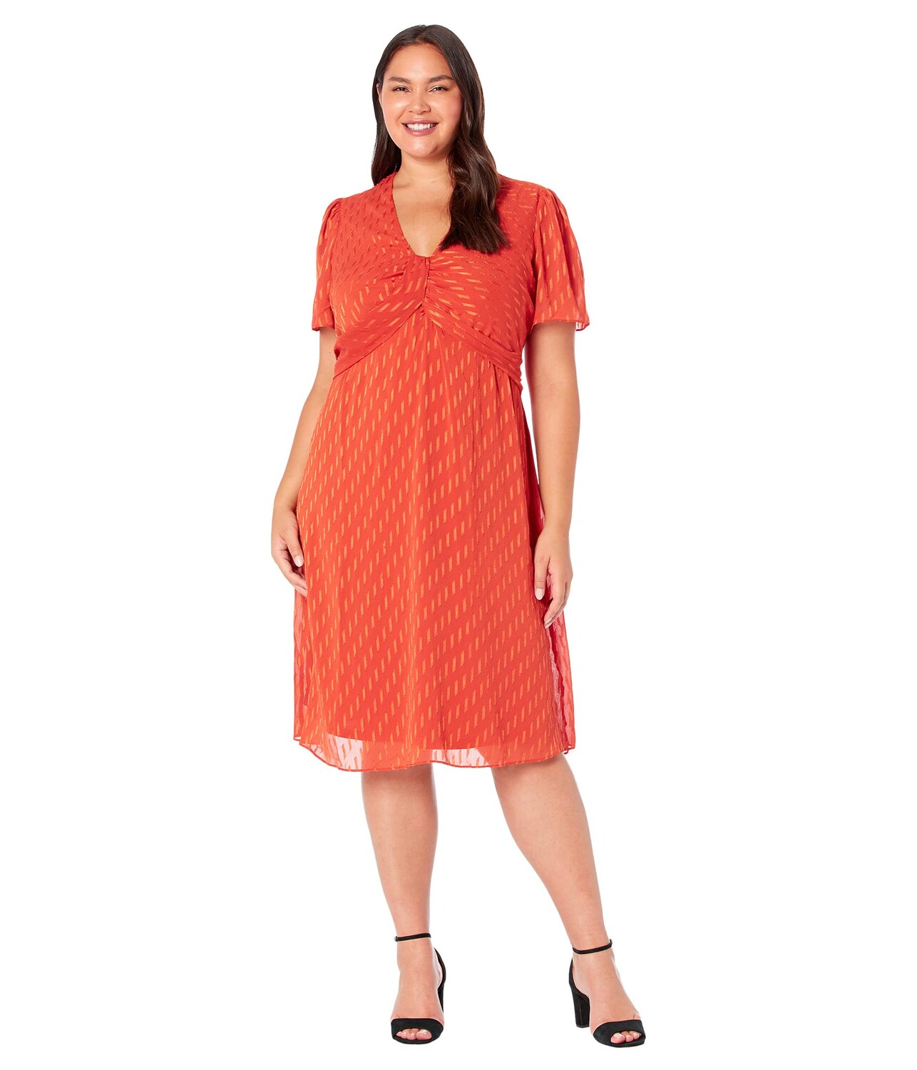 

Платье London Times, Plus Size Draped Neck Fit-and-Flare Midi Dress