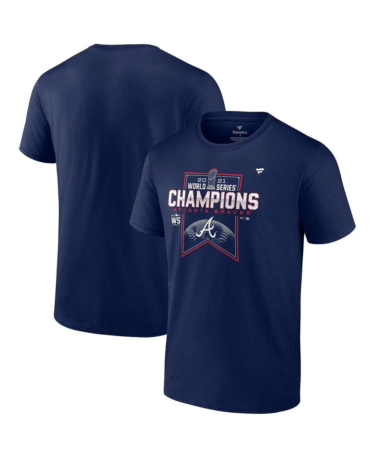 Мужская темно-синяя футболка atlanta braves world series champions 2021 в раздевалке Fanatics, синий