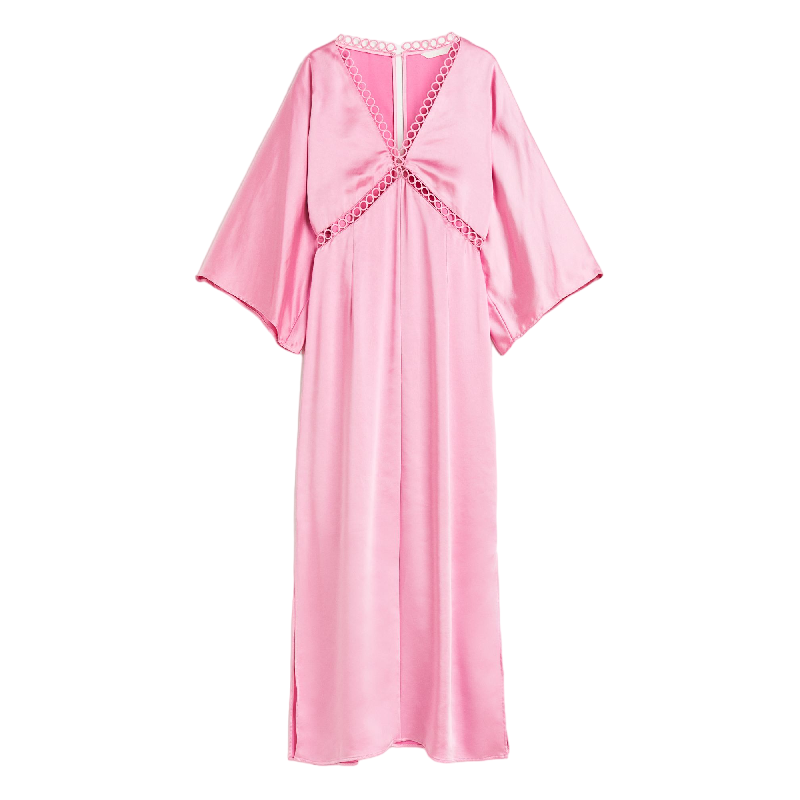 Платье H&M Satin, светло-розовый платье длинное v образный вырез длинные рукава 46 серебристый