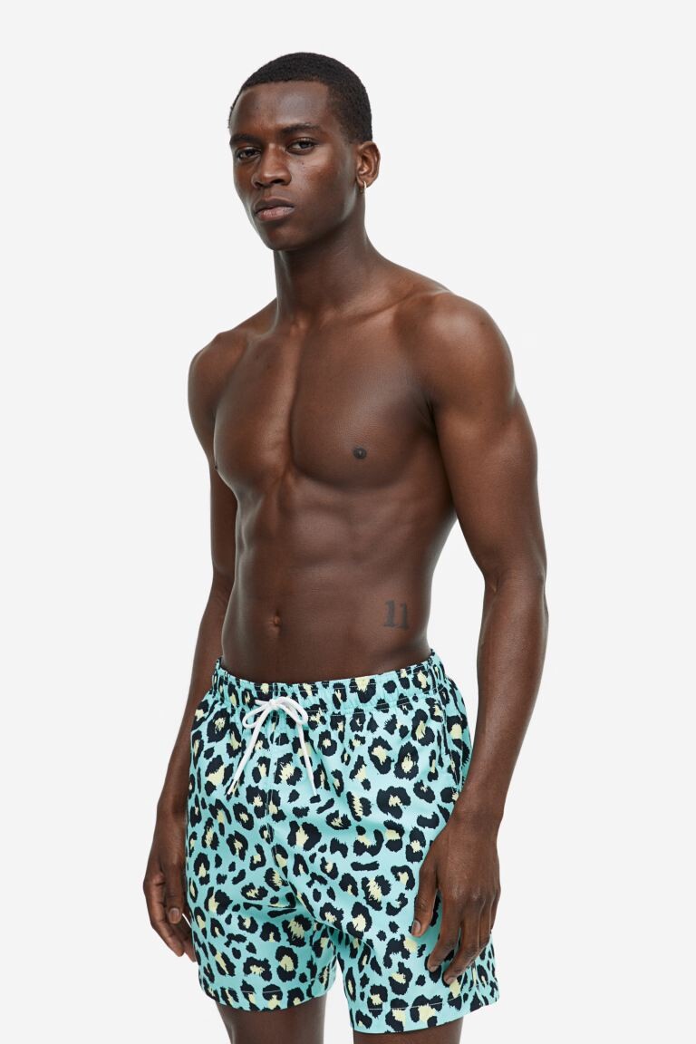 

Узорчатые плавательные шорты H&M, голубой/леопардовый принт