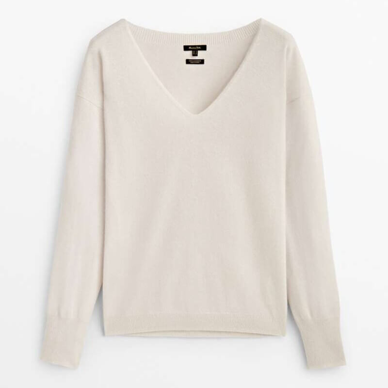 

Полувер Massimo Dutti 100% Cashmere, светло-бежевый