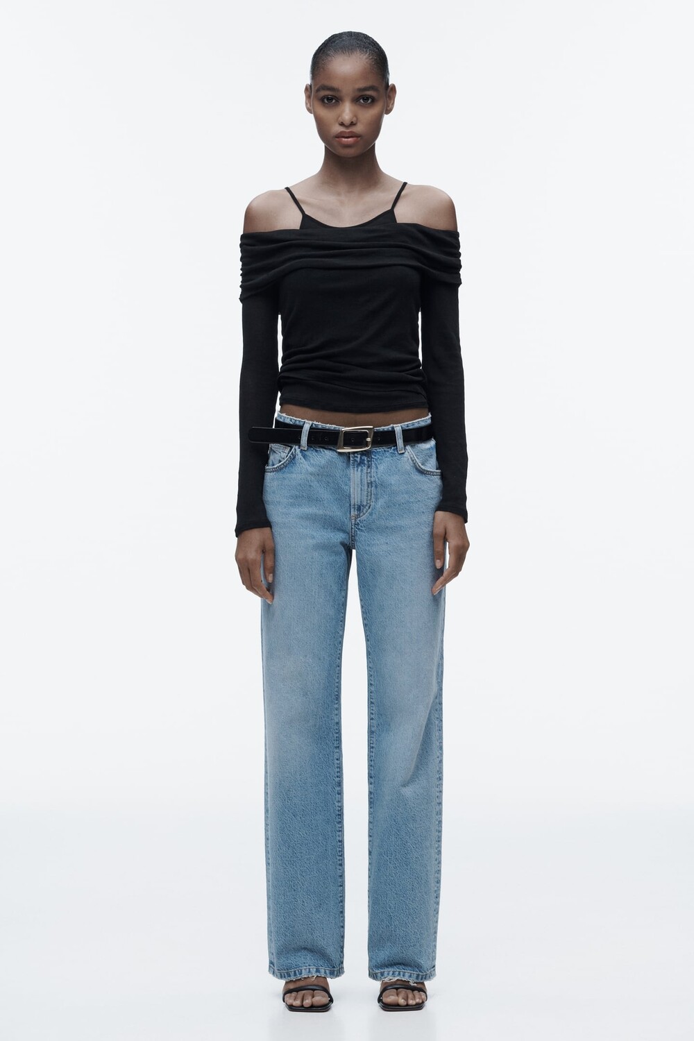 

Прямые джинсы с низкой посадкой z1975 ZARA, средне-синий